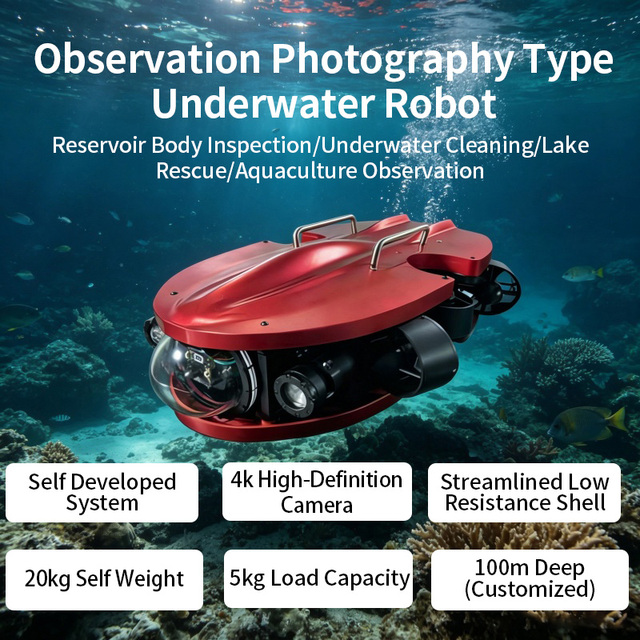 Observation Underwater Robot with High-Definition 4K Camera for Emergency Rescue Inspection Exploration Under Water Submarine