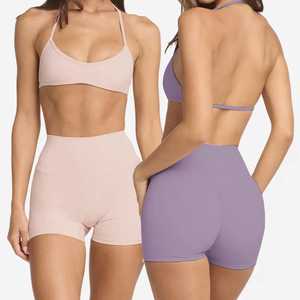 Лидер продаж, спортивная одежда, женский бюстгальтер, шорты, дышащий тренировочный комплект, спортивные костюмы для фитнеса, Быстросохнущий комплект для йоги - Product Image 2