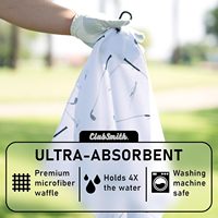 Handuk Golf Mikrofiber Waffle 18x18 dengan Klip Pendingin, Aksesoris Golf Persegi, Hadiah untuk Pria dan Wanita, Warna Putih