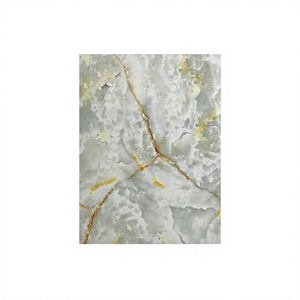 Panneau mural en PVC imitation marbre blanc brillant avec veines dorées, design moderne, imperméable, ignifuge, surface polie - Product Image 1