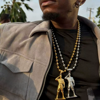 Collier Pendentif Portrait de Guerrier Personnalisé et Amoureux de la Paix en Acier Inoxydable, Style Hip-hop, Inaltérable