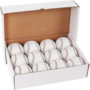 Secchio di palle da baseball in pelle-dimensioni Standard, confezione da 12 senza marchio e morbida da 9 pollici per la pratica e il campionato - Product Image 1