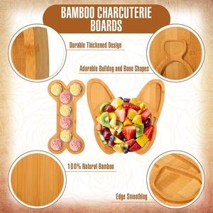 Ensemble cadeau pour fête <span class=keywords><strong>de</strong></span> Noël pour bouledogues <span class=keywords><strong>français</strong></span>, plateaux à <span class=keywords><strong>fromage</strong></span> et charcuterie, assiettes <span class=keywords><strong>de</strong></span> service en bambou <span class=keywords><strong>de</strong></span> forme irrégulière - Product Image 2