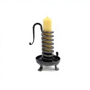 Hand Made Black Iron <b>Candle</b> Holder with <b>Candle</b> - <b>Large</b> Model <b>Candle</b> Stand for Home Living Room Decoration - Product Image 1