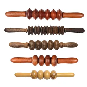 Chinese Style Wooden Massage Stick Mahogany Massage Roller With Both Hands Push Back Wooden Thin Leg Tools