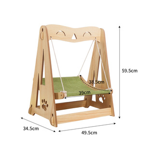 เปลญวนแมวแบบโยก ทำจากไม้เนื้อแข็ง ระบายอากาศได้ดี ทนทาน ใช้ได้ทุกฤดู - Product Image 5