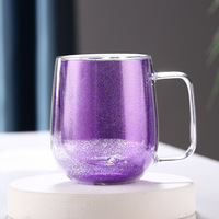 Gobelet à café double paroi en verre borosilicate de haute qualité, design moderne, couleur unie, réutilisable, alimentaire, pour les voyages