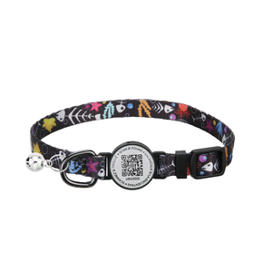 Fabricante Oem Odm logotipo personalizado patrón poliéster suave ajustable personalizado gato QR código Collar perro con código QR Collar - Product Image 3