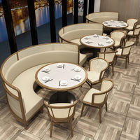 Ensemble de meubles de restaurant, de café et de salon de thé en cuir, en marbre, en forme de demi-cercle incurvé, avec table et chaises