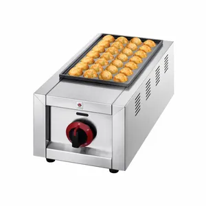 Commercial Kitchen Equipment Non-Stick Stainless Steel Takoyaki Maker Machine with 2 Plates for Fishball and Snack Preparation