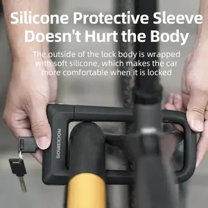 Verrou en <span class=keywords><strong>U</strong></span> intelligent <span class=keywords><strong>antivol</strong></span> ROCKBROS pour vélo, en silicone, haute qualité, pour vélo électrique et moto - Product Image 4