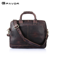 Usine 14 pouces Vintage peau de vache bandoulière Crazy Horse porte-documents en cuir sac de messager en cuir véritable pochette d'ordinateur pour hommes