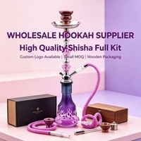 Chicha Arabe de Luxe, Ensemble à Tube Unique, Base en Verre Violet, Design Carré Miroir en Fer, Durable, Portable, Coffret Cadeau RS