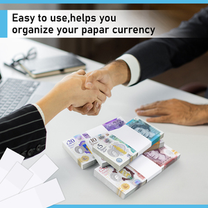 Bandes blanches vierges pour billets, en papier kraft robuste, autocollantes, faciles à utiliser pour l'emballage de l'argent liquide - Product Image 6