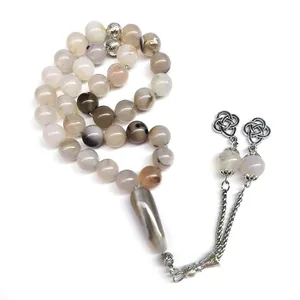 Ágata Natural Aqeeq Tasbih 10mm 33 Cuentas de oración islámica <span class=keywords><strong>Tasbeeh</strong></span> Rosario musulmán Cuentas <span class=keywords><strong>Dhikr</strong></span> Cuentas Zikr Regalos islámicos musulmanes - Product Image 1