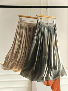 Soie brillante fleur nacrée chignon grande balançoire jupes femmes <span class=keywords><strong>voile</strong></span> longue jupe nouveau Design de mode lanterne parapluie jupe - Product Image 2