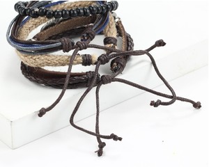 Bracelet multicouche pour hommes, en cuir tissé à la main - Product Image 6