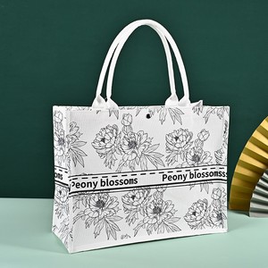 12oz biologisch gerecycled katoenen canvas bedrukte grote capaciteit op maat gemaakte schoudertas voor herbruikbare boodschappentassen - Product Image 6