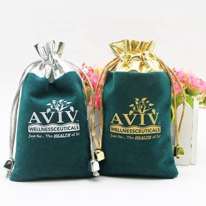 Sacs à cordon en velours personnalisés pour bijoux, pochettes d'emballage textile portables pour voyage, imprimées sur mesure par sérigraphie - Product Image 5