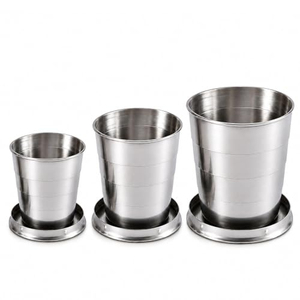 <b>Stainless</b> <b>Steel</b> Camping Mug Portable Outdoor Travel Camping Folding <b>Cup</b> Demountable Collapsible <b>Cup</b> With Key Chain - Product Image 1