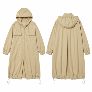 Abrigo Largo con Capucha para <span class=keywords><strong>Mujer</strong></span>, Largo hasta la Rodilla, Dos Bolsillos Grandes, Dobladillo, Cierre Completo con Cremallera, Ropa de Abrigo Informal para Viajar al Trabajo - Product Image 4