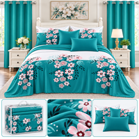 Ensemble de literie complet 8 pièces OEM ODM avec 2 rideaux de fenêtre, 4 taies d'oreiller, drap plat et drap-housse Queen King