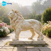 Statues de lion en marbre de haute qualité, artisanales et modernes, surface personnalisable, adaptées à la décoration intérieure, aux jardins, aux villas et aux manoirs