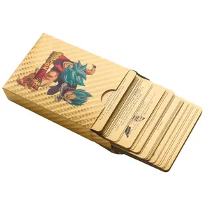 صندوق أوراق كرتون أنيمي دراجون بول للبوكر بلاستيك 24k بطاقات مطلية بالذهب للبيع