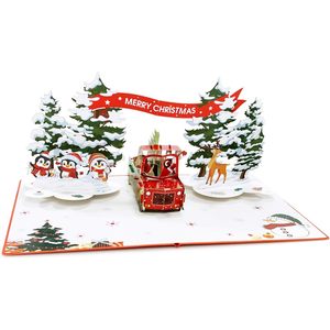 Christmas Pop-Up 3D Rectangle Holiday Greeting Card 6x8in 4-Color Digital Printed with <b>Gloss</b> Lamination for Family and Friends - Product Image 2