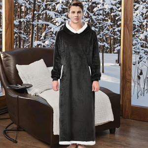 Lujo 150cm negro de gran tamaño con capucha franela polar moderno estilo coreano acogedor suave cálido poliéster invierno manta de viaje para el hogar - Product Image 1
