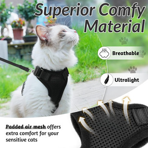 ชุดสายรัดและสายจูงแมวแบบปรับได้สำหรับการเดิน/สายรัดแมวแบบตาข่ายป้องกันการหนีของแมวสำหรับการเดินทางของสัตว์เลี้ยง - Product Image 3