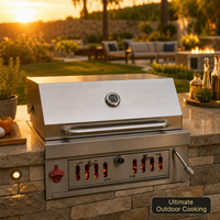 Barbecue fumoir moderne encastrable au charbon de bois, tête de gril en acier inoxydable 304 pour fêtes, cuisine extérieure, îlot, villa, patio, jardin
