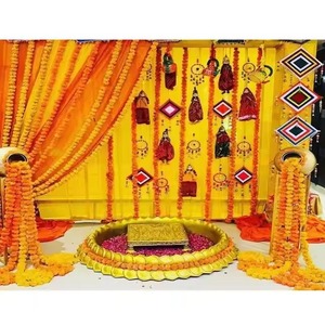 <b>Fiber</b> <b>Urli</b> Lotus Floral for <b>Haldi</b> Ceremony and Wedding Ceremonies Traditional Beautiful Golden Shape 5 Ft Diameter Big Size OEM - Product Image 4