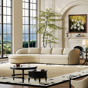 <span class=keywords><strong>Canapé</strong></span> compact nordique deux places avec pieds en bois, design incurvé simple en tissu doux pour villas et appartements. - Product Image 4