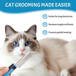 Sisir Penghilang Bulu Hewan Peliharaan Gagang Panjang dari Baja Anti Karat, Sikat Perawatan Hewan Peliharaan untuk Anjing dan Kucing - Product Image 6