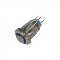 Interrupteur à bouton-poussoir métallique Rohs 19 mm DC 12V/24V marche/arrêt ou momentané avec lumière LED bleue