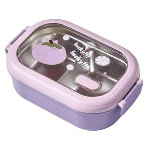 Boîte à lunch bento mignonne en acier inoxydable sans BPA de 1000 ml pour enfants, compatible micro-ondes, anti-fuite, lavable au lave-vaisselle, écologique, durable, motif dessin animé - Product Image 5