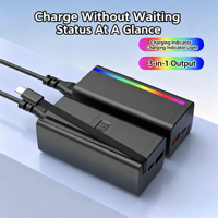 Chargeur de bureau GaN 20W avec support, tête de charge rapide PD 3.0, matériau TPE, ports Type-C et USB intégrés pour plusieurs appareils