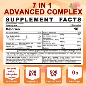 Vigoworld şekersiz Vitamin D3 K2 Vegan yetişkinler için kalsiyum ve MK-7 ile Gummies dolgulu kemik kas dişleri bağışıklık sağlık - Product Image 2