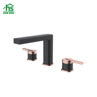 Robinet mitigeur de lavabo de salle de bains en alliage de zinc à cartouche en céramique monotrou en alliage de zinc noir et or à la mode vente en gros