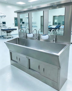 Lavamanos Médico <span class=keywords><strong>de</strong></span> Acero Inoxidable 304 para Quirófano <span class=keywords><strong>de</strong></span> Hospital Hochey con Dispensador <span class=keywords><strong>de</strong></span> Jabón con Sensor - Product Image 1