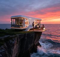 Maisons préfabriquées en acier, type Granny Pod, capsules spatiales, mini-maisons, alimentées à l'énergie solaire, étanches, vente en gros, directement de l'usine