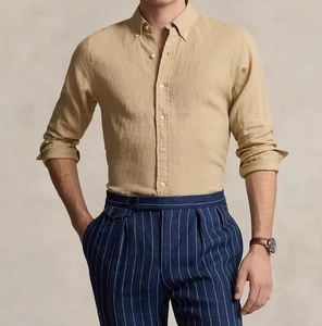 <span class=keywords><strong>Camicia</strong></span> Casual da <span class=keywords><strong>Uomo</strong></span> <span class=keywords><strong>in</strong></span> <span class=keywords><strong>Lino</strong></span> RL Traspirante a Tinta Unita a Maniche Lunghe con Colletto Button-Down ODM per Primavera - Camicie da <span class=keywords><strong>Uomo</strong></span> e Donna all'Ingrosso - Product Image 6