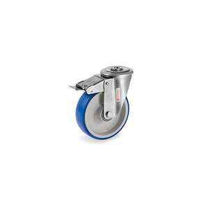 TELLURE ROTA - 616503 Roues d'injection polyuréthane, polyamide 6 centre, support pivotant avec trou de boulon type NLX avec blocage avant - Product Image 1