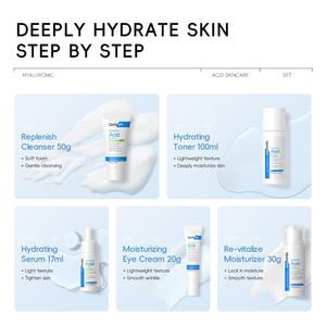 QUIYUM - Set de Cuidado de la Piel de 5 Piezas con Limpiador, Tónico, Suero, Crema para Ojos y Humectante con Ácido Hialurónico (Marca Privada) - Product Image 3