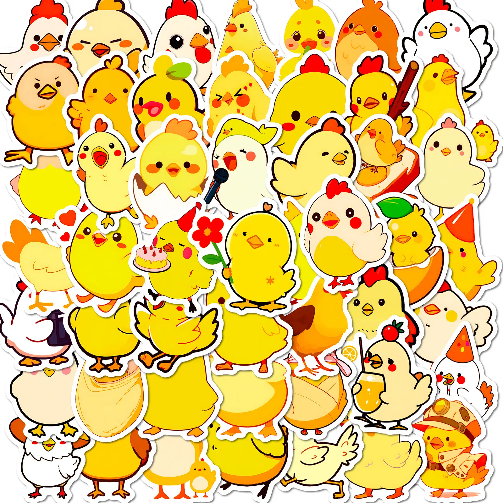 50pcs Kawaii Amor Frango Família Crianças Cartoon Reward Adesivos Little Chicken Dia da Páscoa Gift Stickers