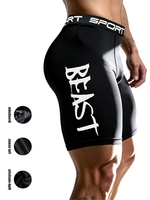 Collants d'entraînement pour hommes à haute élasticité avec short de sport noir motif BEAST pour le fitness, la course à pied et les tenues décontractées – Idéal pour le sport