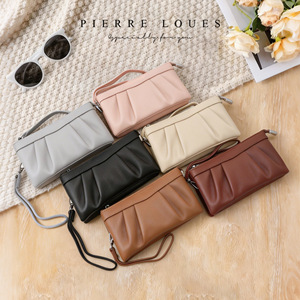 Pierre Loues <b>Soft</b> <b>Leather</b> Pleated Clutch <b>Bag</b> 6 Inch Large Capacity Wallet For Women Everyday Use - Product Image 3