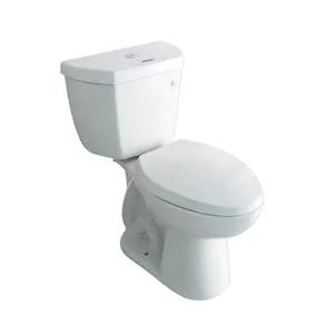 Sanitary Ware White Round Ceramic Two-Piece Toilet For Bathroom