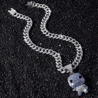Collier Pendentif Mini Tortue 3D en Alliage de Zinc, Bleu Glacé et Blanc, Motif Dessin Animé Tendance, Cadeau de Fête pour Enfants, Or 14K